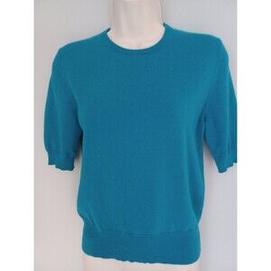 Cashmere Sweater Short Sleeve Gorgeous Teal Womens M Neiman Marcus